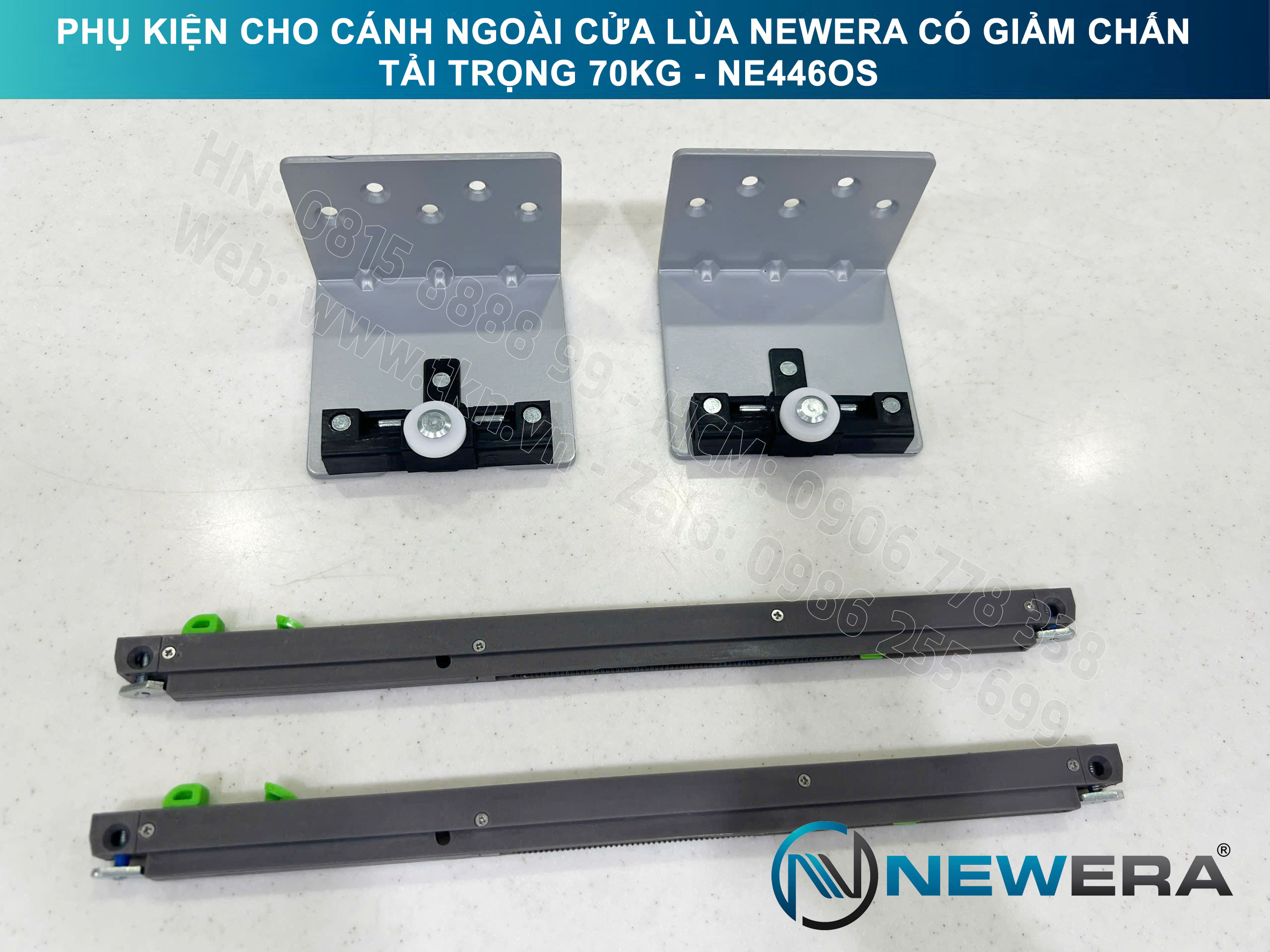 Phụ kiện cho cánh ngoài cửa lùa NewEra có giảm chấn tải trọng 70kg NE446OS 12