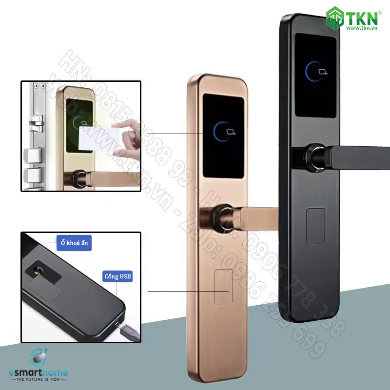 Khoá thẻ từ, chìa cơ eSmartHome màu vàng ESH88HL120DSG 3