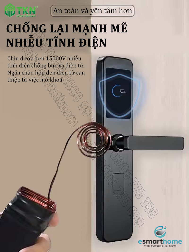 Khoá thẻ từ, chìa cơ eSmartHome màu vàng ESH88HL120DSG 7