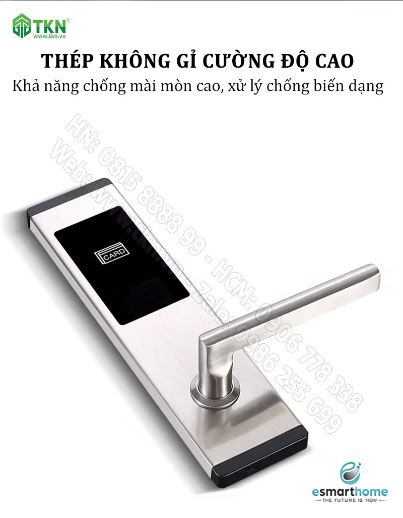 Khoá thẻ từ, chìa cơ eSmartHome màu inox ESH88HL603DSS 3