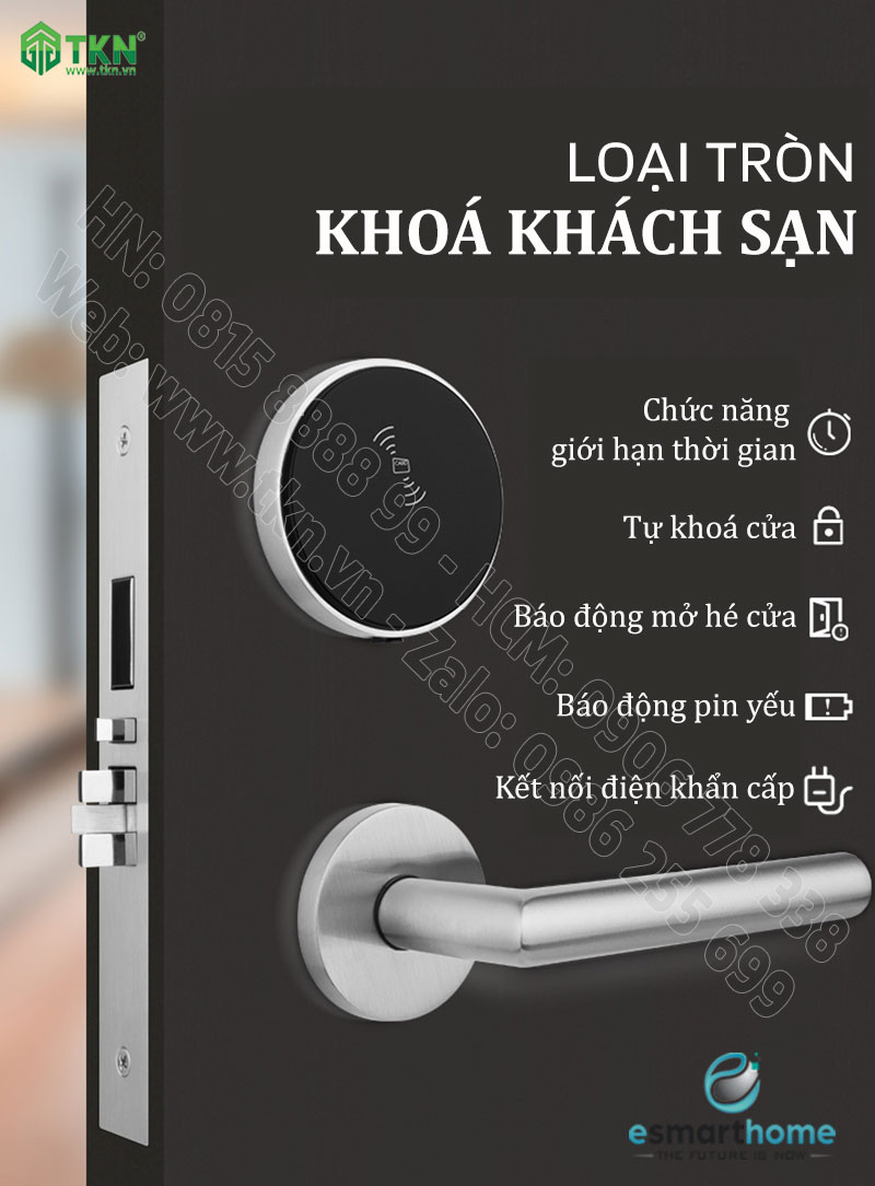 Khoá thẻ từ, chìa cơ eSmartHome màu inox ESH88HL829LSS 4