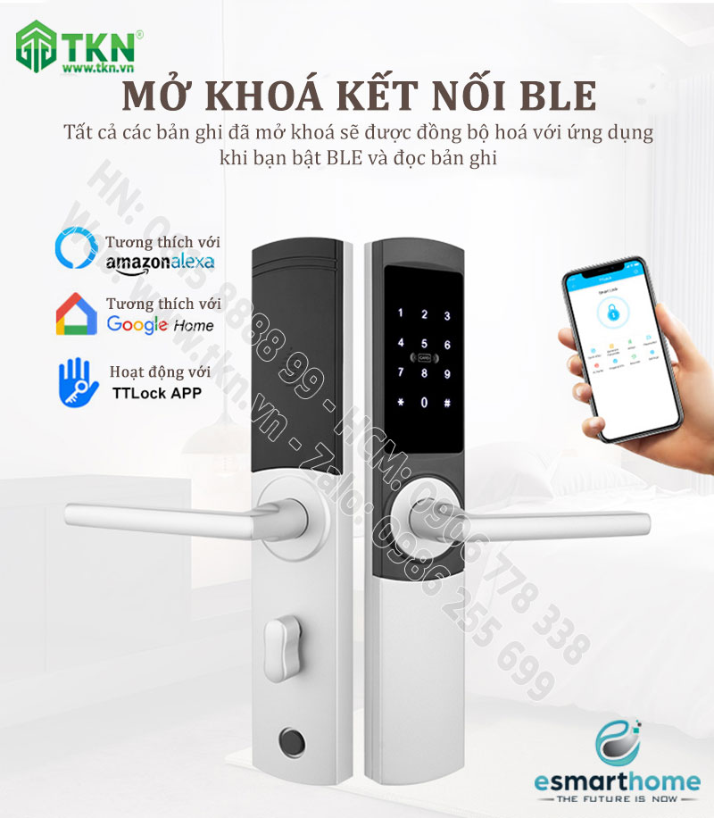 Khoá thẻ từ, chìa cơ eSmartHome màu inox ESH88TT805LSS 6