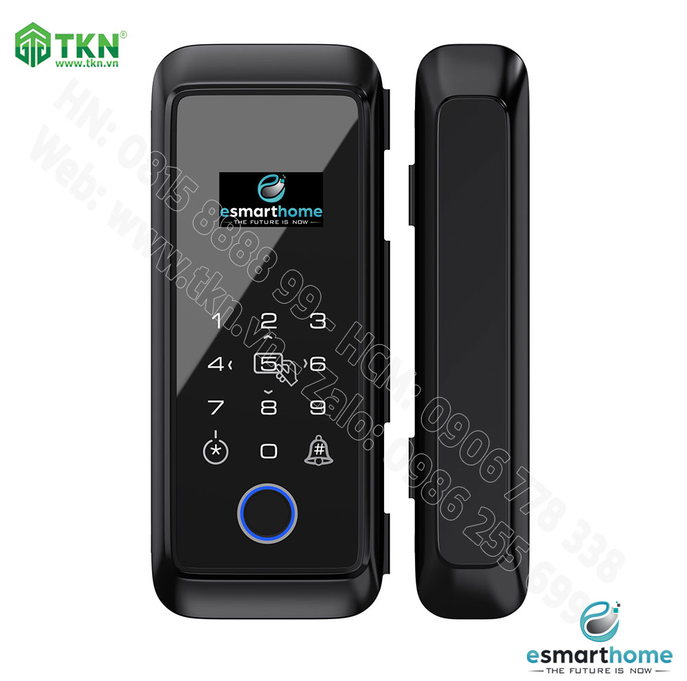 Khoá mobile APP, vân tay, thẻ, mật mã, chìa cơ dùng cho cửa kính 8-12mm ESH99TY220TYESB 1