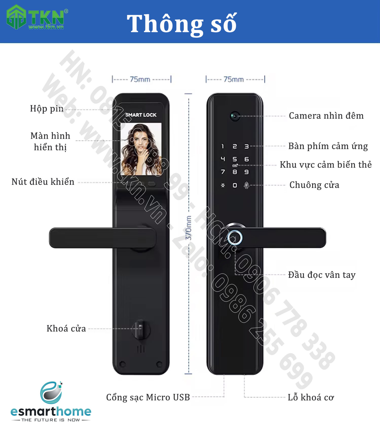 Khoá Camera, mobile APP, vân tay, thẻ, mật mã, chìa cơ ESH99TY222TYFMB 9