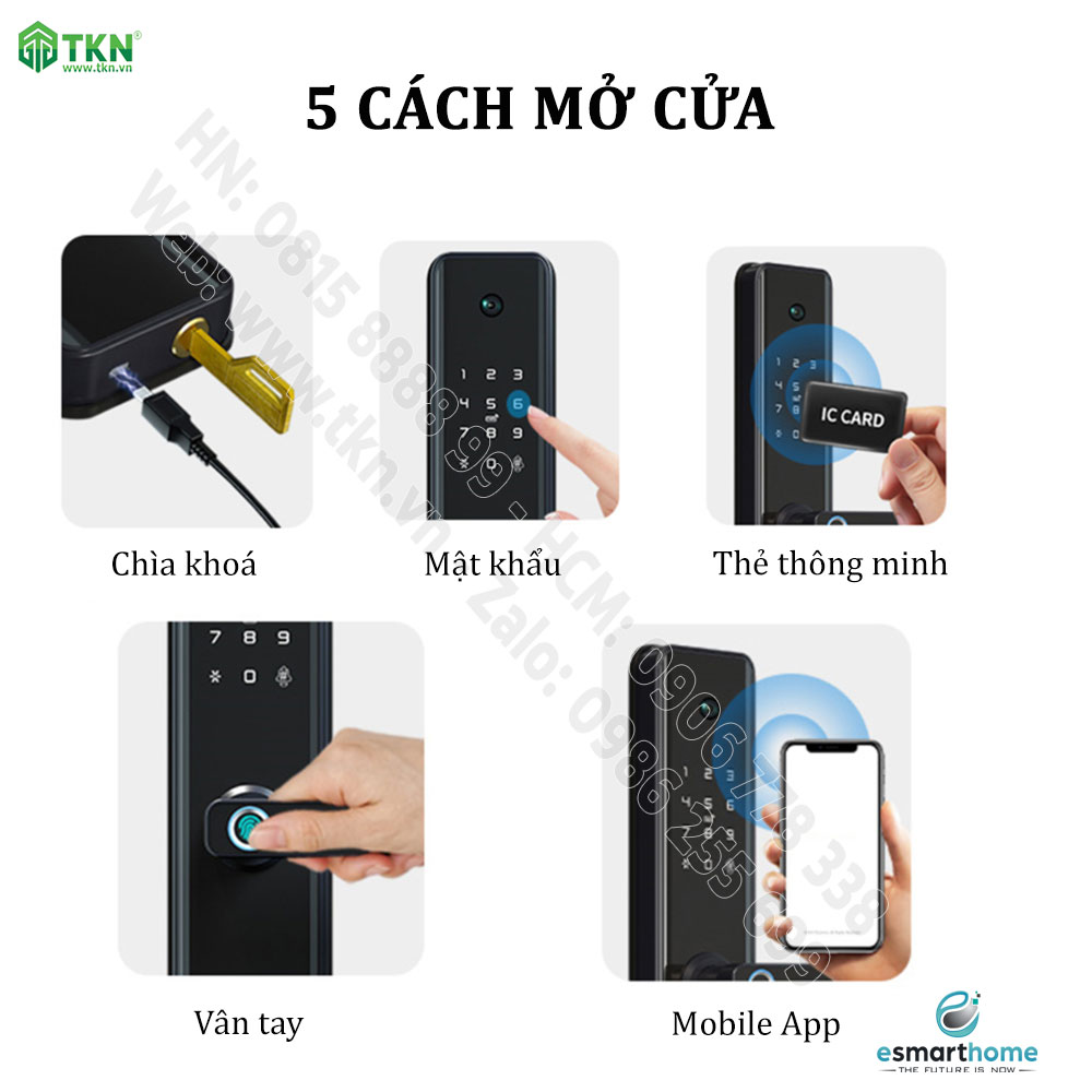 Khoá Camera, mobile APP, vân tay, thẻ, mật mã, chìa cơ ESH99TY237TYESB 4