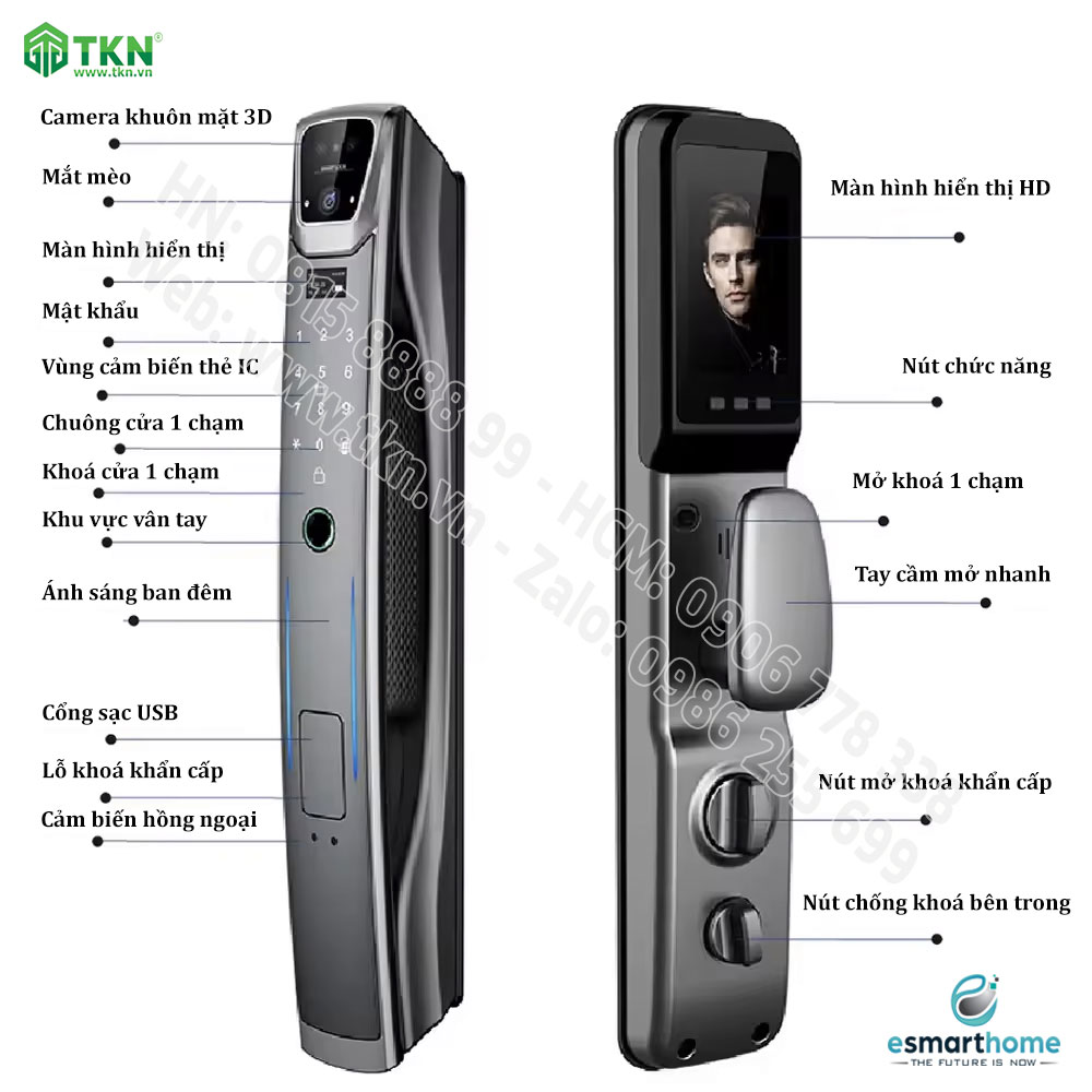 Khoá Camera, mobile APP, vân tay, thẻ, mật mã, chìa cơ ESH99TY262TYESY 3