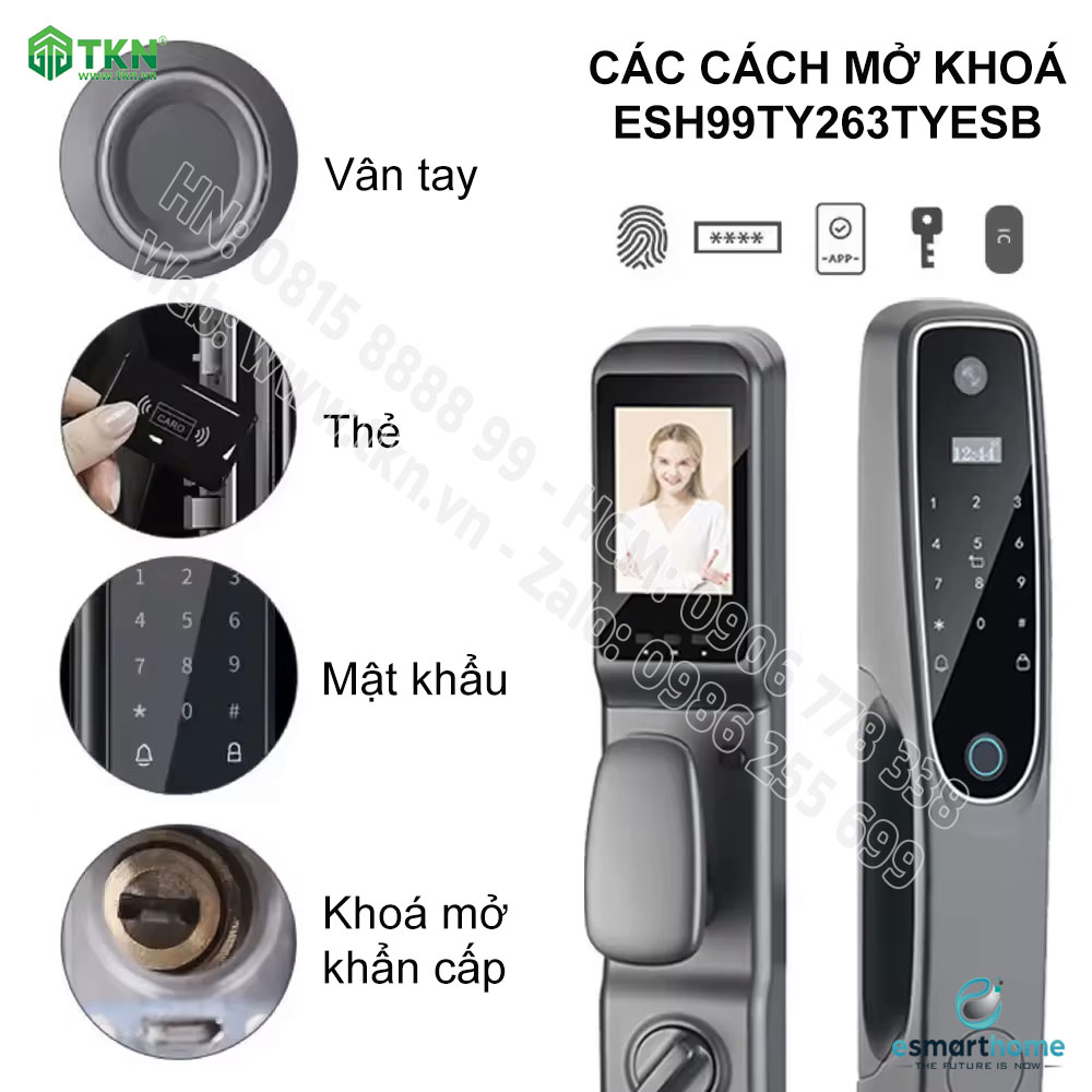 Khoá Camera, mobile APP, vân tay, thẻ, mật mã, chìa cơ ESH99TY263TYESB 4