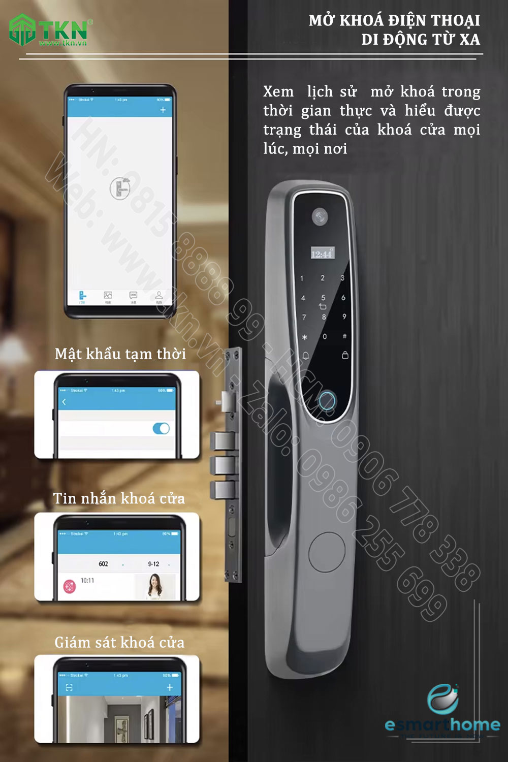 Khoá Camera, mobile APP, vân tay, thẻ, mật mã, chìa cơ ESH99TY263TYESB 7