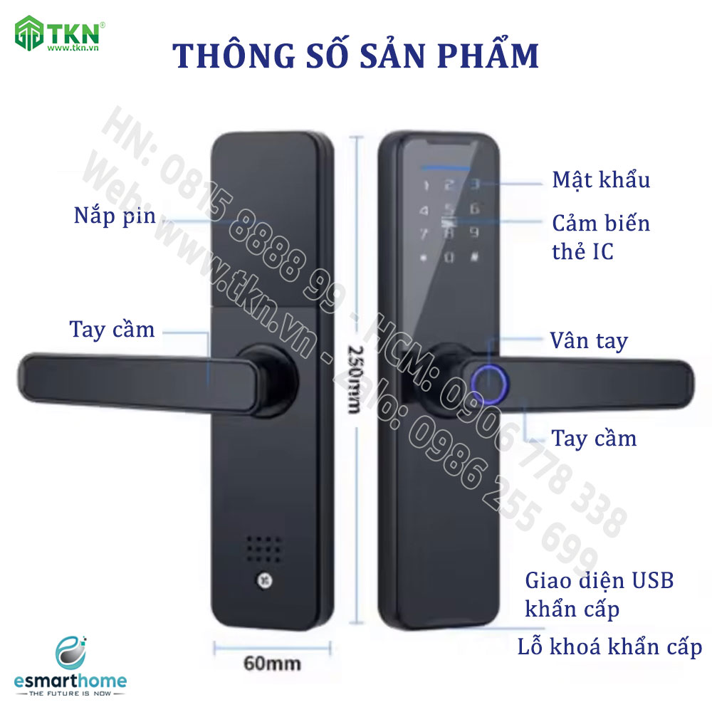 Khoá Camera, mobile APP, vân tay, thẻ, mật mã, chìa cơ ESH99TY265TYESG 11