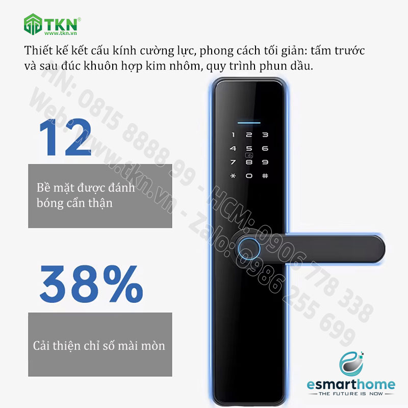 Khoá vân tay, thẻ, mật mã, chìa cơ eSmartHome màu đen ESH99FP272ELESB 11