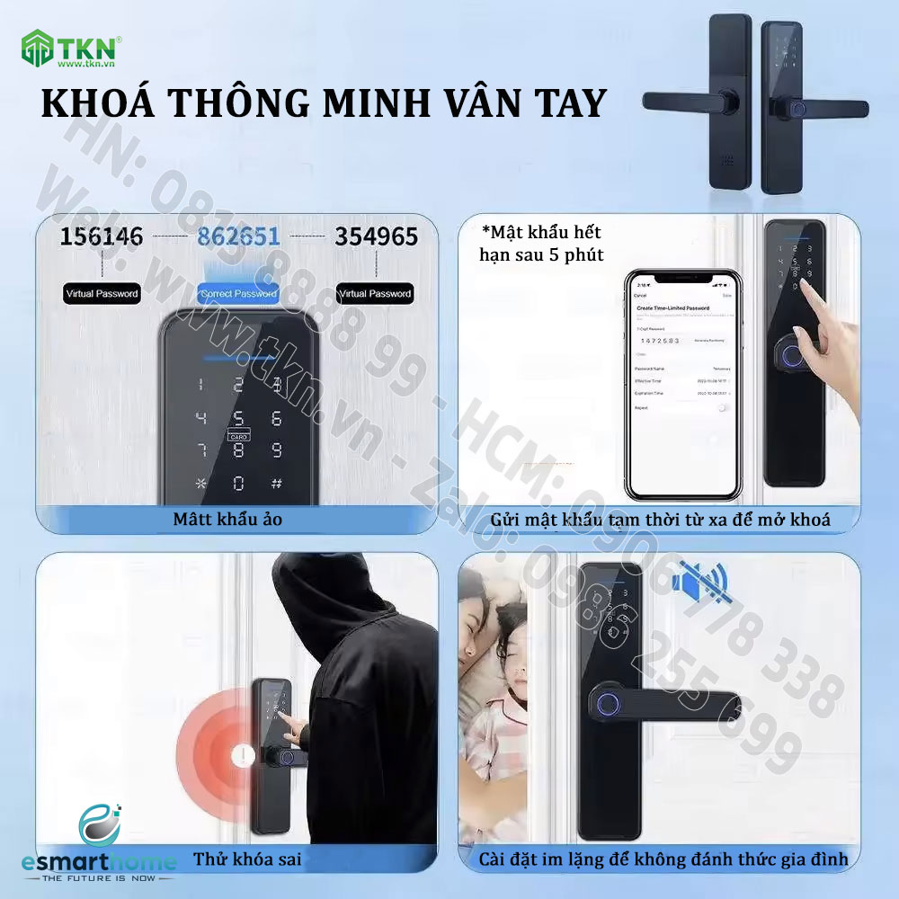 Khoá vân tay, thẻ, mật mã, chìa cơ eSmartHome màu đen ESH99FP272ELESB 3