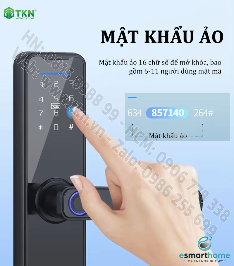 Khoá vân tay, thẻ, mật mã, chìa cơ eSmartHome màu đen ESH99FP272ELESB 4