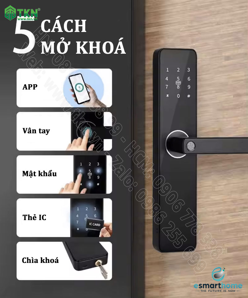 Khoá mobile APP, vân tay, thẻ, mật mã, chìa cơ ESH99TT150TYDSB 11