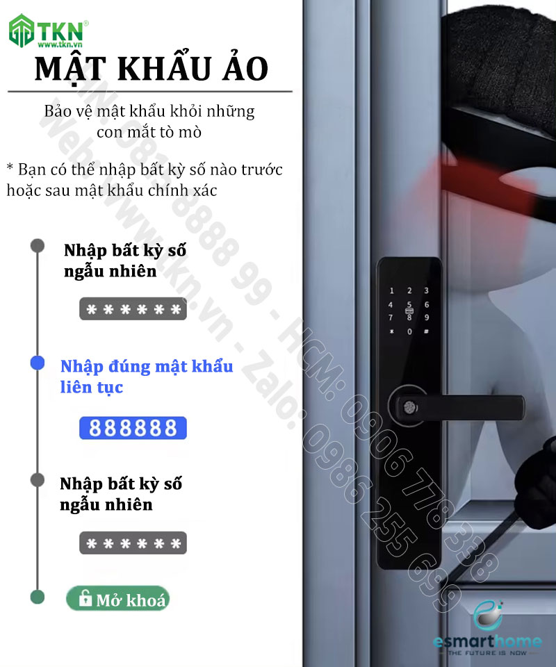 Khoá mobile APP, vân tay, thẻ, mật mã, chìa cơ ESH99TT150TYDSB 10