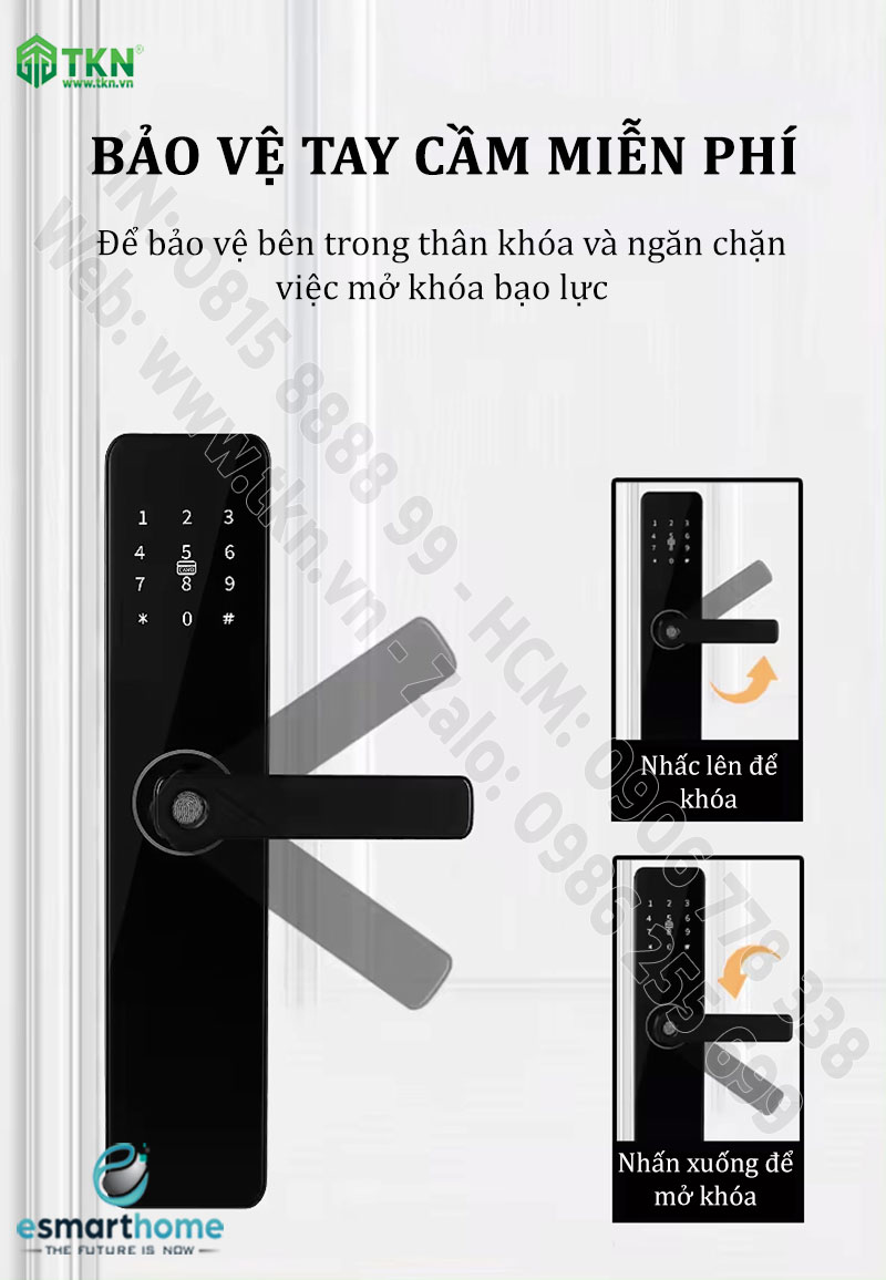 Khoá mobile APP, vân tay, thẻ, mật mã, chìa cơ ESH99TT150TYDSB 6