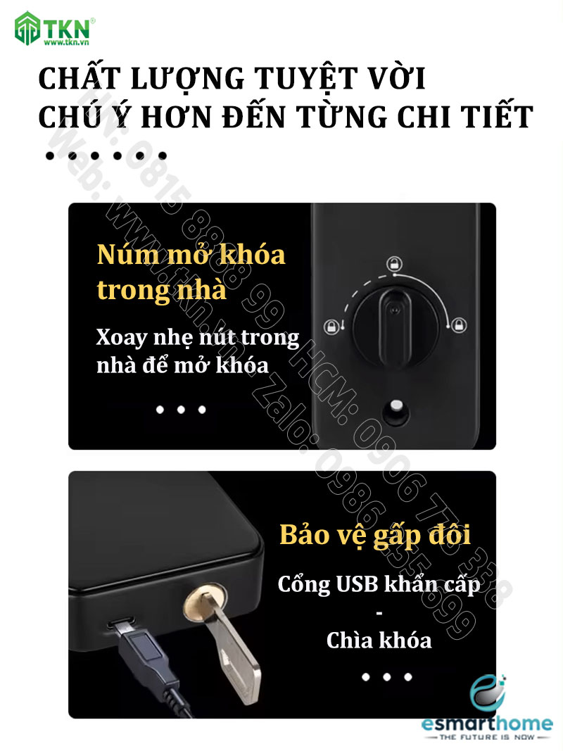 Khoá mobile APP, vân tay, thẻ, mật mã, chìa cơ ESH99TT150TYDSB 4