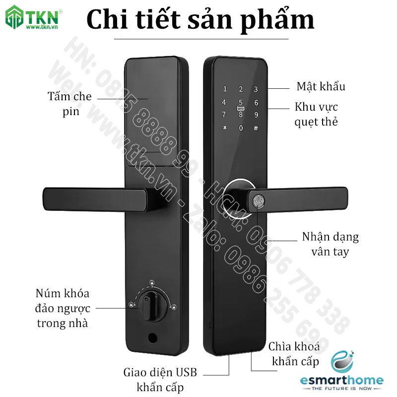 Khoá mobile APP, vân tay, thẻ, mật mã, chìa cơ ESH99TT150TYDSB 13