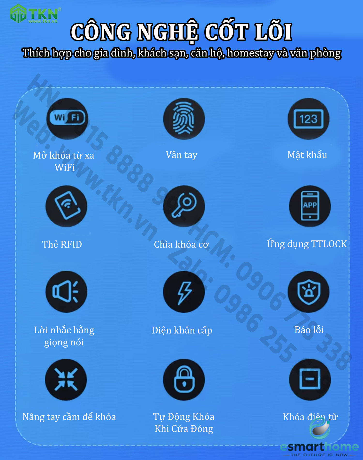 Khoá mobile APP, vân tay, thẻ, mật mã, chìa cơ ESH99TT160TLDSB 8