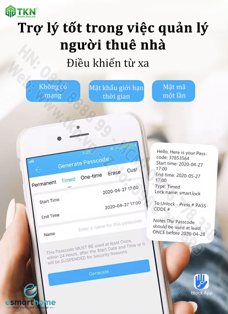 Khoá mobile APP, vân tay, thẻ, mật mã, chìa cơ ESH99TT160TLDSB 10