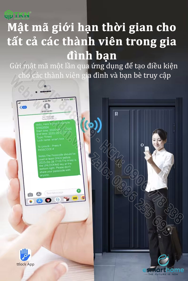 Khoá mobile APP, vân tay, thẻ, mật mã, chìa cơ ESH99TT160TLDSB 11