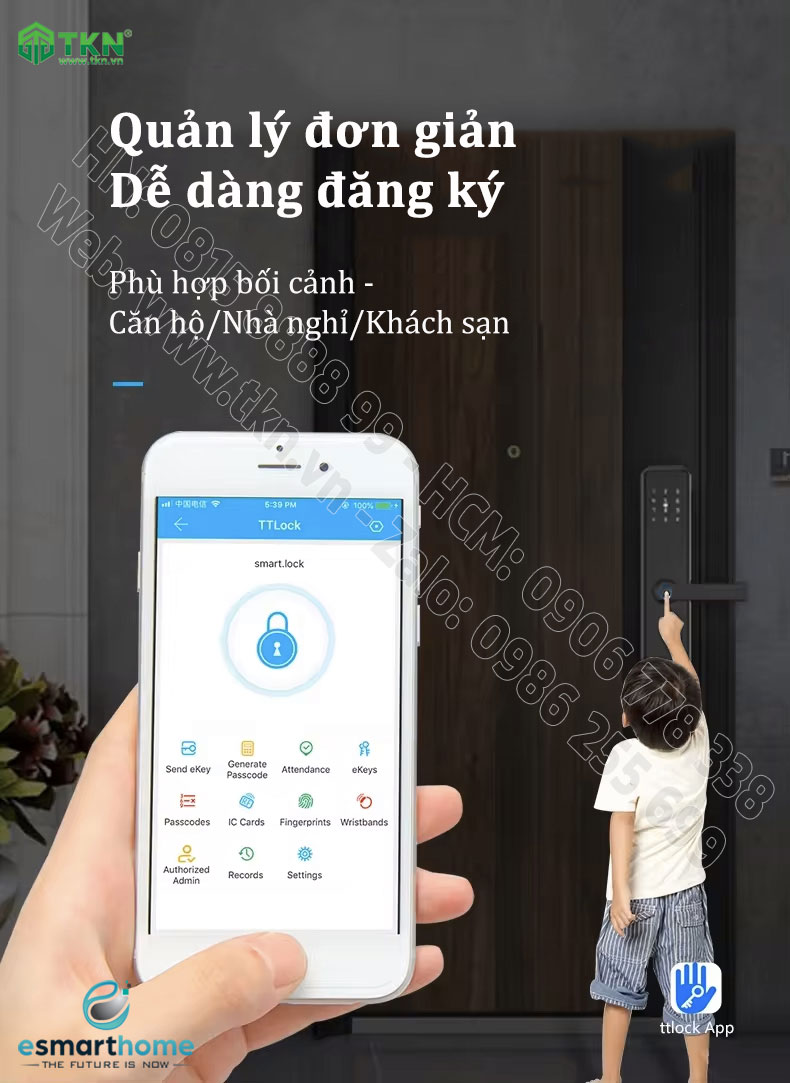 Khoá mobile APP, vân tay, thẻ, mật mã, chìa cơ ESH99TT160TLDSB 12