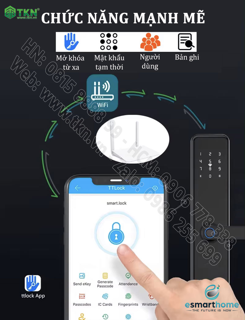 Khoá mobile APP, vân tay, thẻ, mật mã, chìa cơ ESH99TT160TLDSB 13