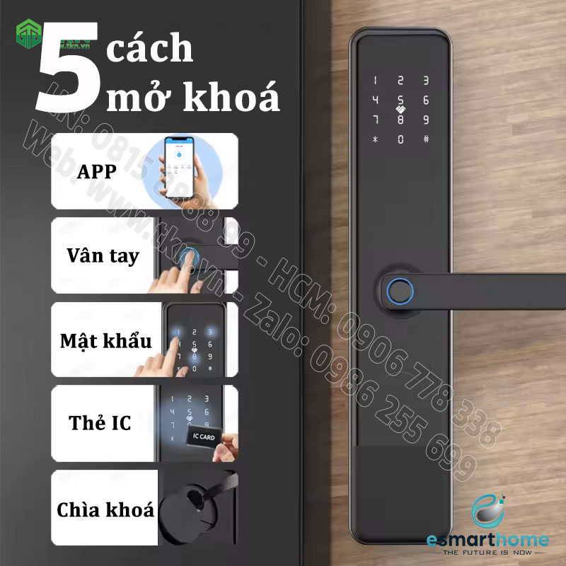 Khoá mobile APP, vân tay, thẻ, mật mã, chìa cơ ESH99TT160TLDSB 2