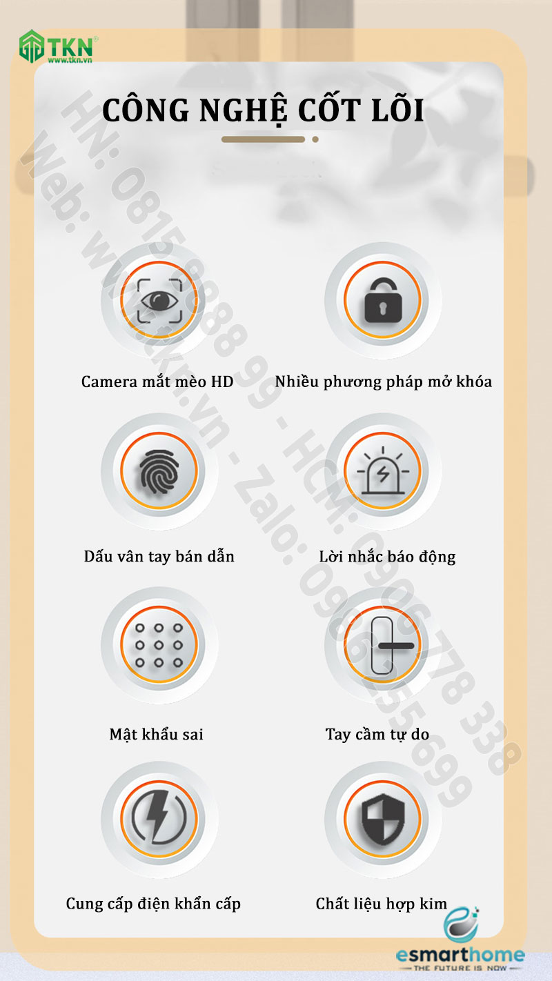 Khoá mở 3D khuôn mặt, mobile APP, vân tay, thẻ, mật mã, chìa cơ ESH99TT264TYESB 6