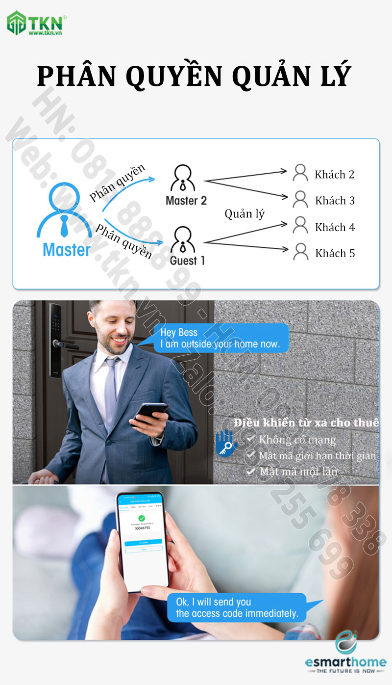 Khoá mobile APP, vân tay, thẻ, mật mã, chìa cơ eSmartHome ESH99TT610TLLSB 6