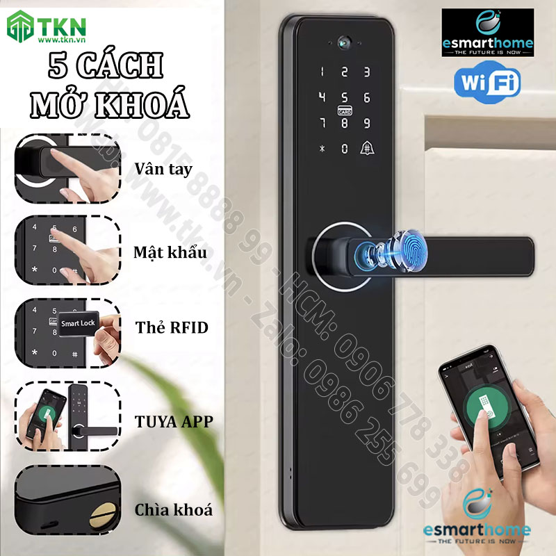 Khoá Camera, mobile APP, vân tay, thẻ, mật mã, chìa cơ ESH99TY150TYDSB 4