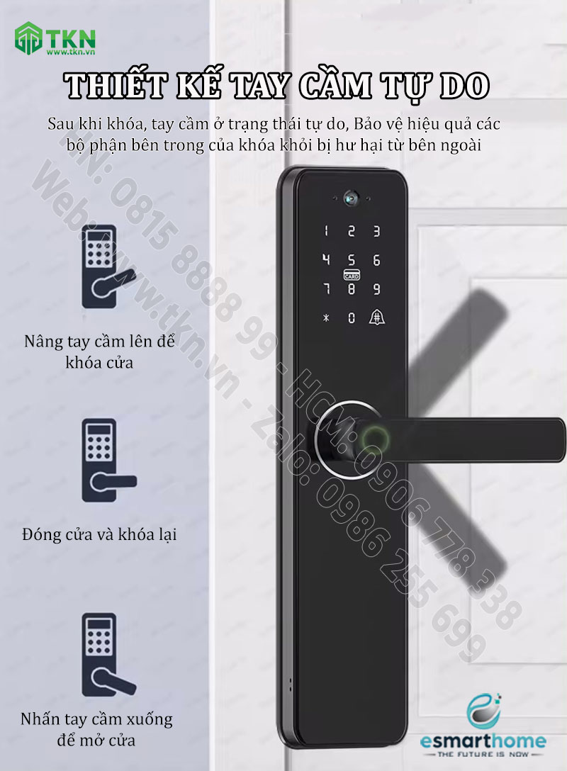 Khoá Camera, mobile APP, vân tay, thẻ, mật mã, chìa cơ ESH99TY150TYDSB 8