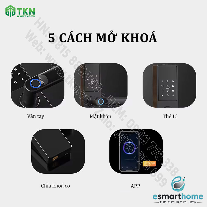 Khoá mobile APP, vân tay, thẻ, mật mã, chìa cơ ESH99TY202TYDSB 3