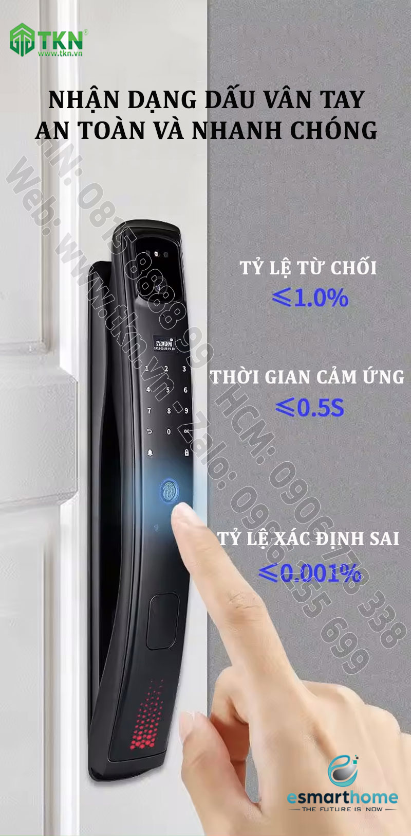 Khoá mở 3D khuôn mặt, mobile APP, vân tay, thẻ, mật mã, chìa cơ ESH99TY900TYDSB 9