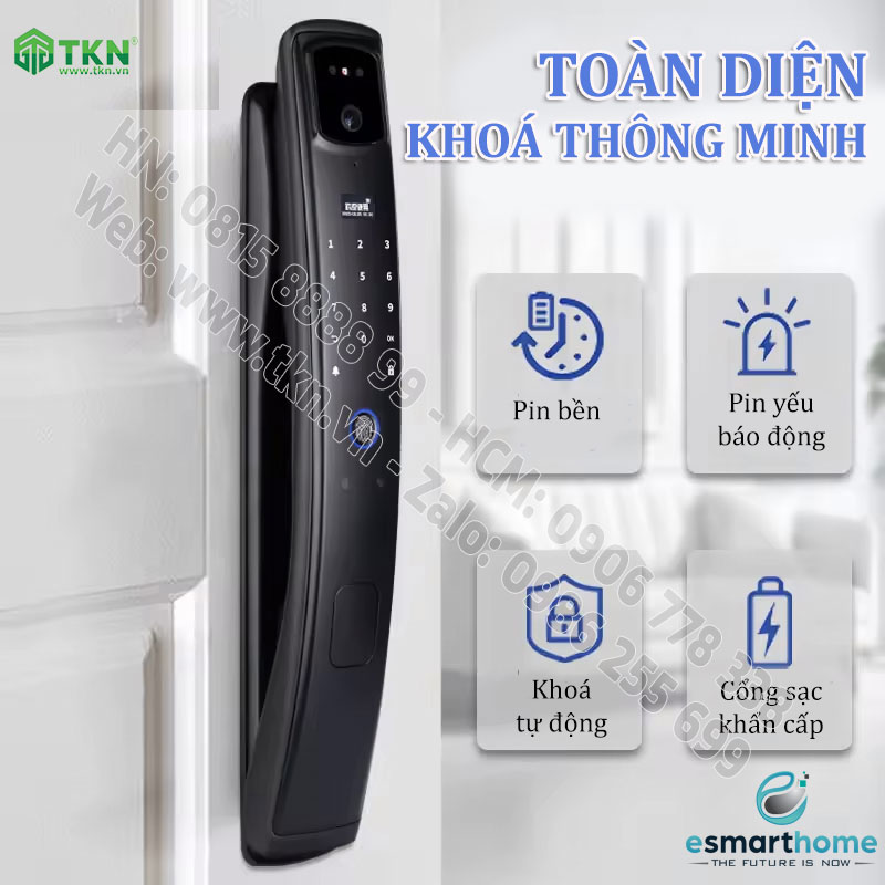 Khoá mở 3D khuôn mặt, mobile APP, vân tay, thẻ, mật mã, chìa cơ ESH99TY900TYDSB 1