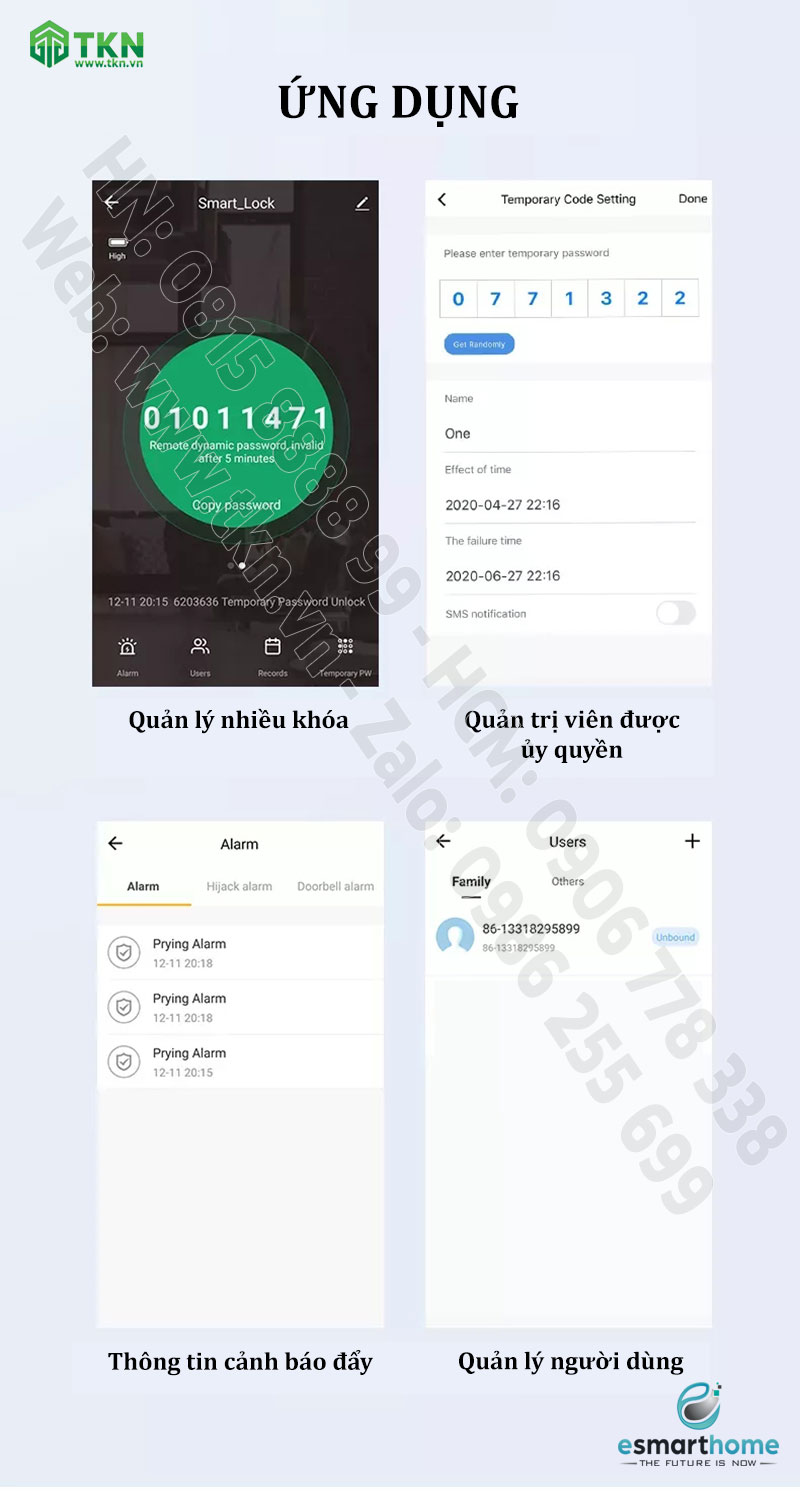 Khoá mobile APP, vân tay, thẻ, mật mã, chìa cơ ESH99TY236TYESB 16