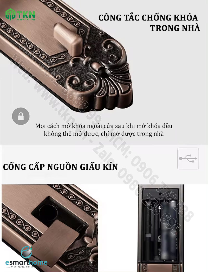 Khoá mobile APP, vân tay, thẻ, mật mã, chìa cơ ESH99TY253TYESG 11