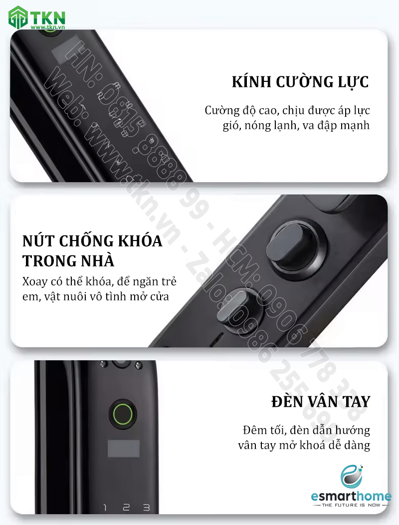 Khoá mở 3D khuôn mặt, mobile APP, vân tay, thẻ, mật mã, chìa cơ ESH99TY255TYESG 8