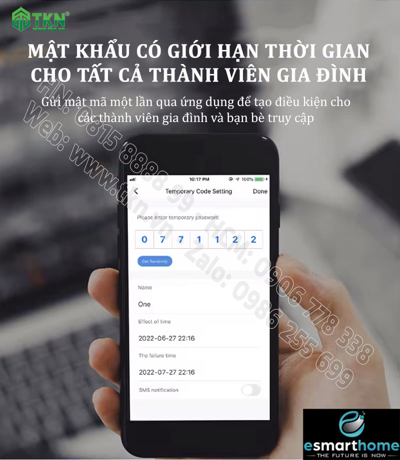 Khoá mobile APP, vân tay, thẻ, mật mã, chìa cơ ESH99TY256TYESY 11