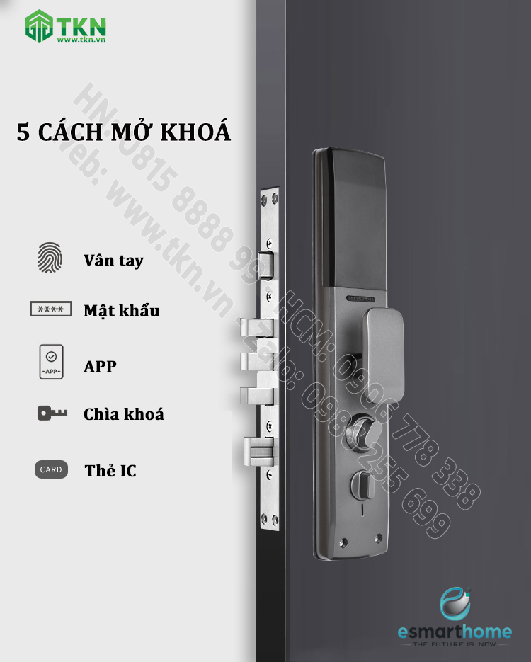 Khoá mobile APP, vân tay, thẻ, mật mã, chìa cơ ESH99TY256TYESY 14