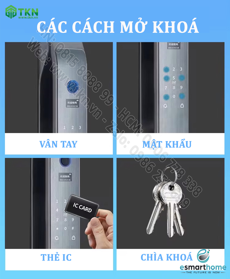 Khoá mobile APP, vân tay, thẻ, mật mã, chìa cơ ESH99TY256TYESY 7