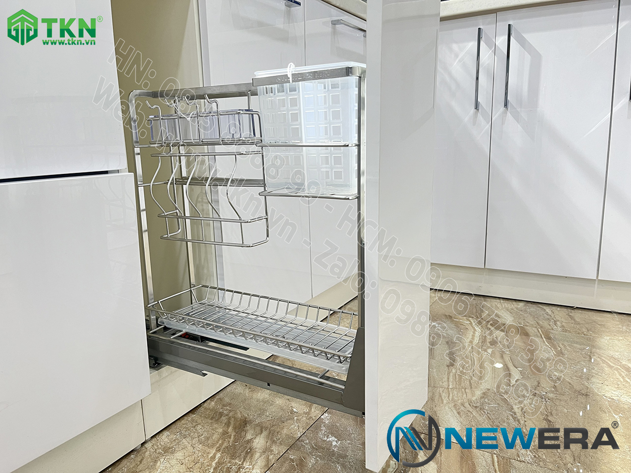 Giá dao thớt chai lọ NewEra nan dẹt inox 304 NE699.200P rộng 200mm 1