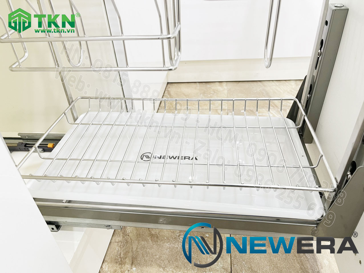 Giá dao thớt chai lọ NewEra nan dẹt inox 304 NE699.300P rộng 300mm 8