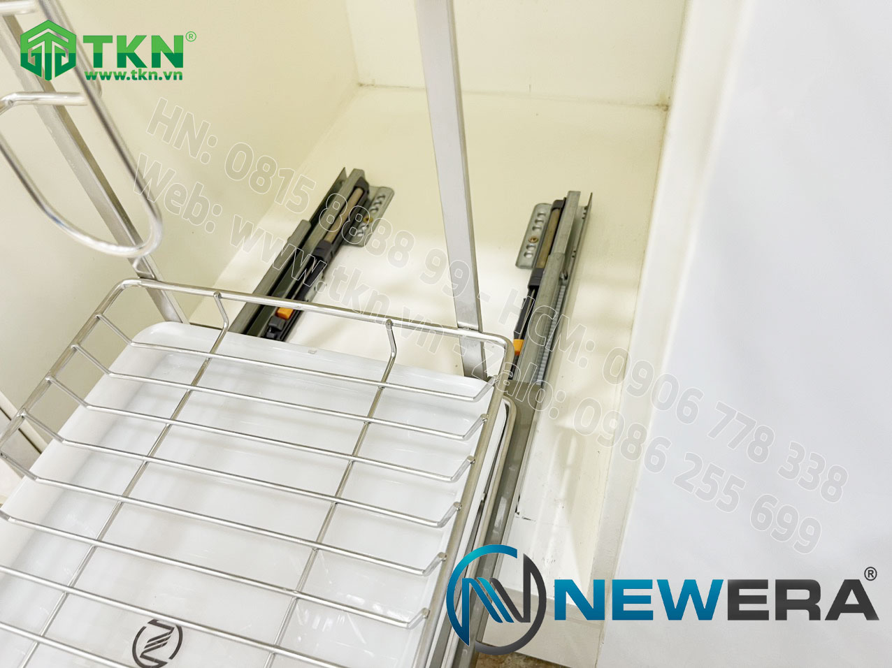 Giá dao thớt chai lọ NewEra nan dẹt inox 304 NE699.300P rộng 300mm 9