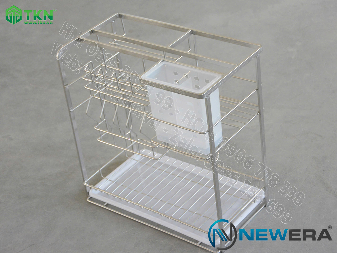 Giá dao thớt chai lọ NewEra nan dẹt inox 304 NE699.350P rộng 350mm 2