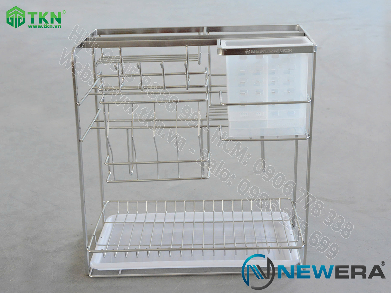 Giá dao thớt chai lọ NewEra nan dẹt inox 304 NE699.350P rộng 350mm 1