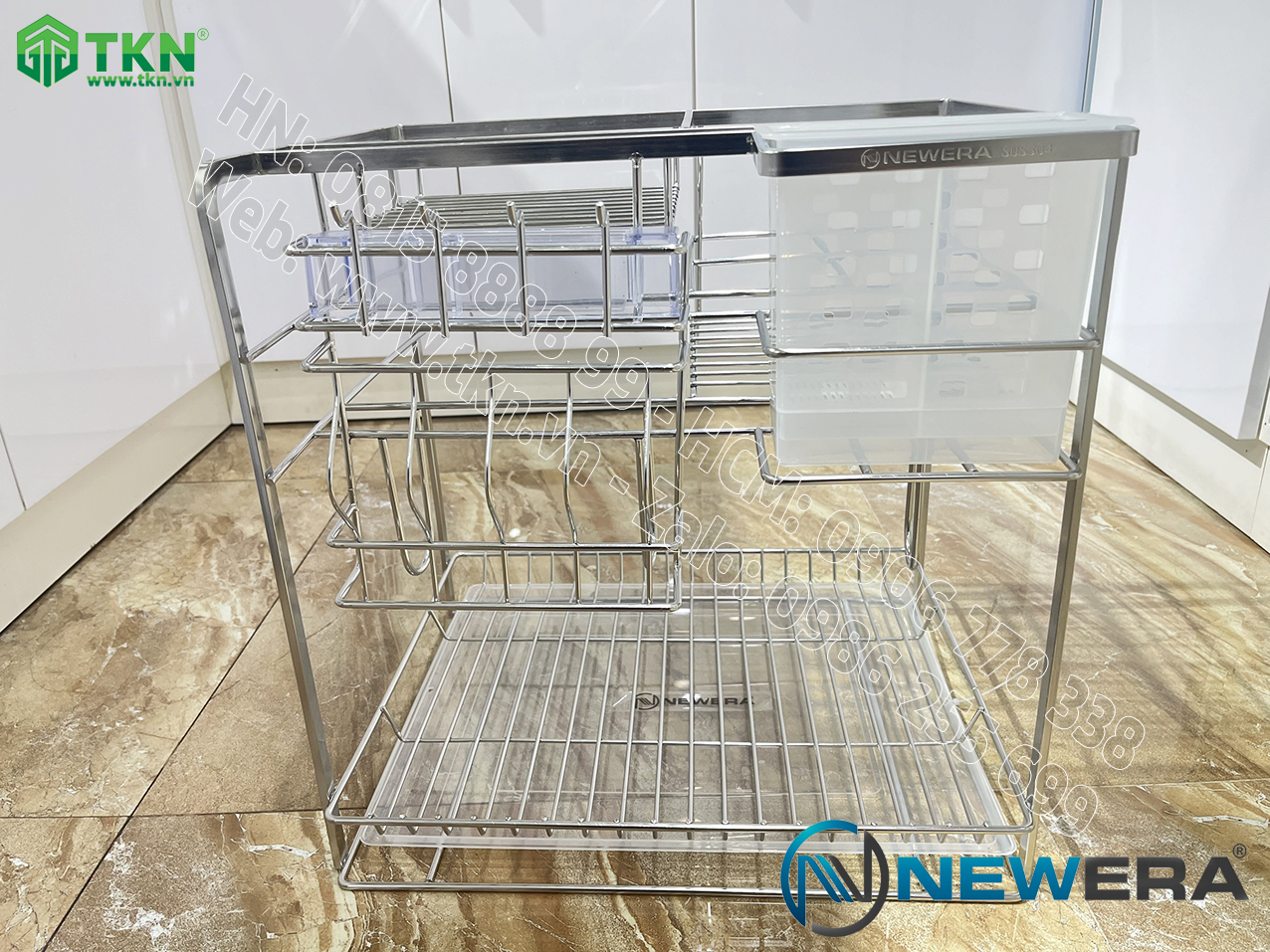 Giá dao thớt chai lọ NewEra nan dẹt inox 304 NE699.400P rộng 400mm 1