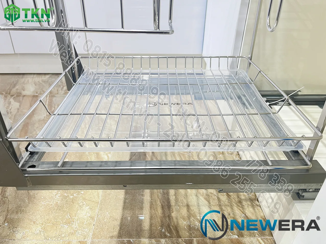 Giá dao thớt chai lọ NewEra nan dẹt inox 304 NE699.400P rộng 400mm 7