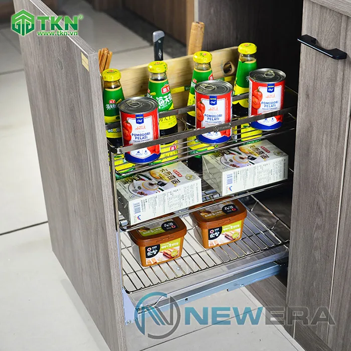 Giá dao thớt chai lọ NewEra nan dẹt inox 304 NE699.400P rộng 400mm