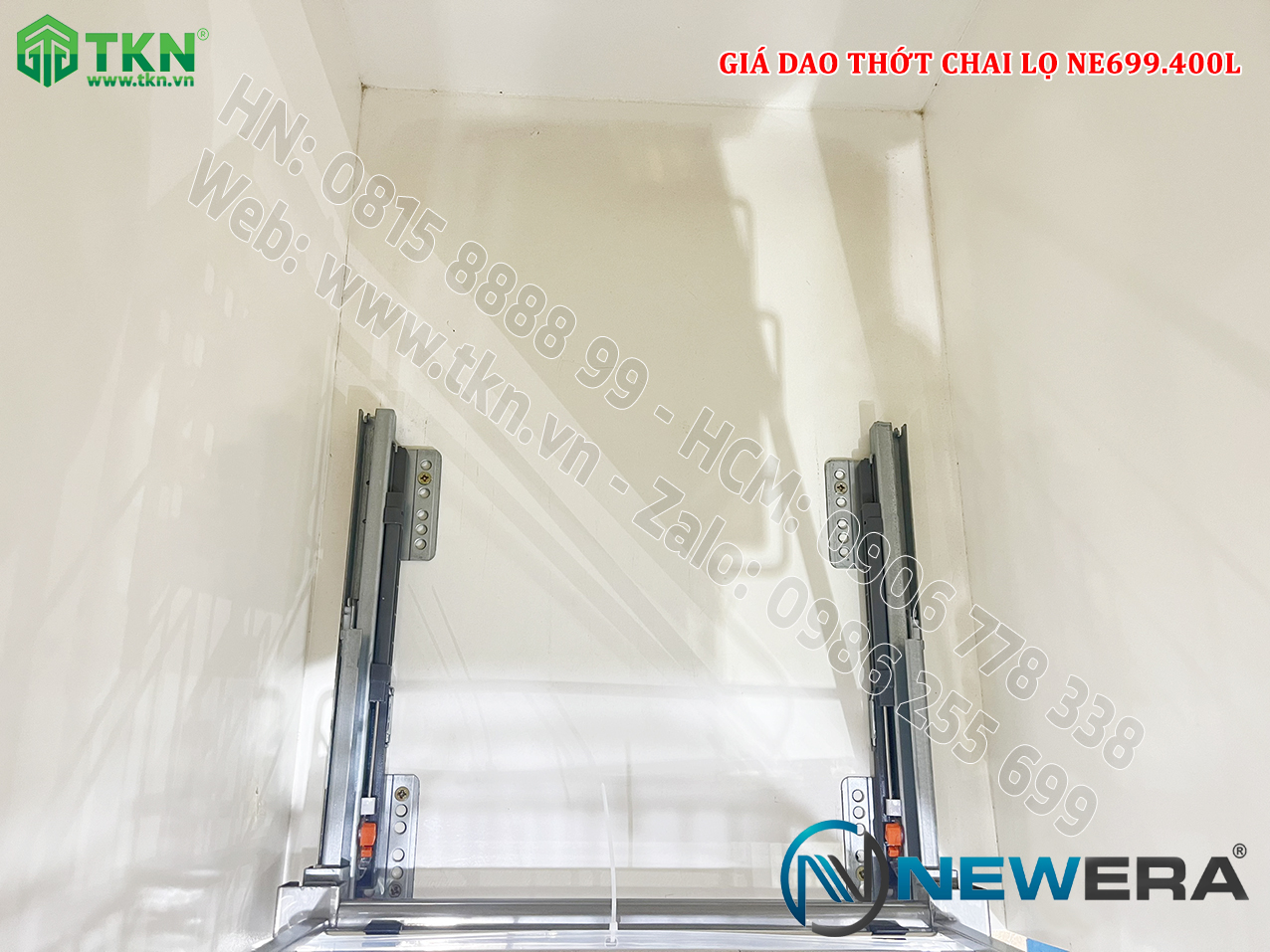 Giá dao thớt chai lọ nan dẹt inox 304 NE699.400L – NewEra BH han gỉ 100 năm 18