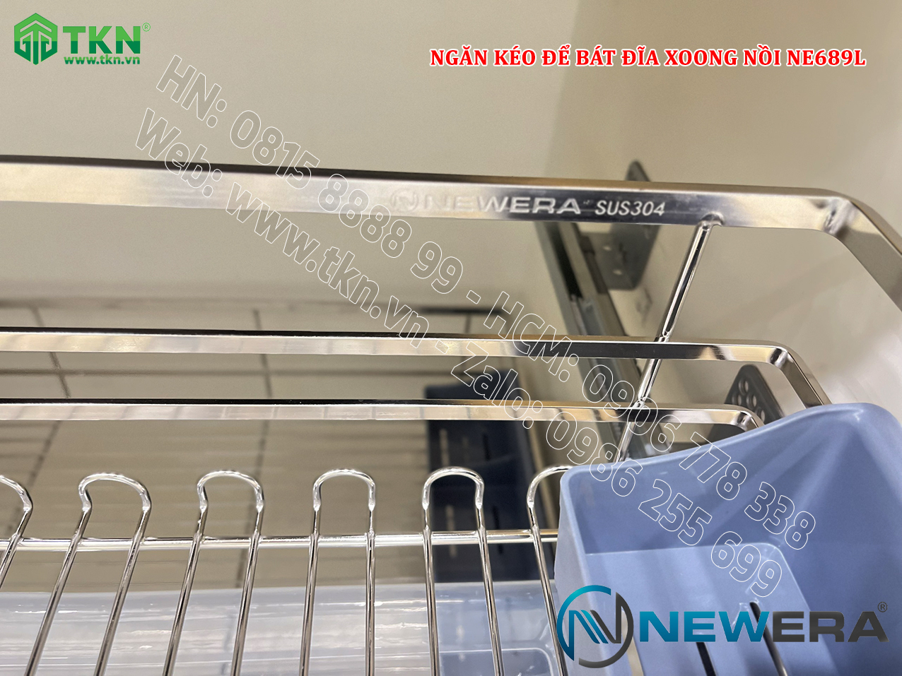 Giá để bát đĩa, xoong nồi NewEra 900mm inox 304 cánh kéo hoặc cánh mở nan dẹt NE689.900L 9